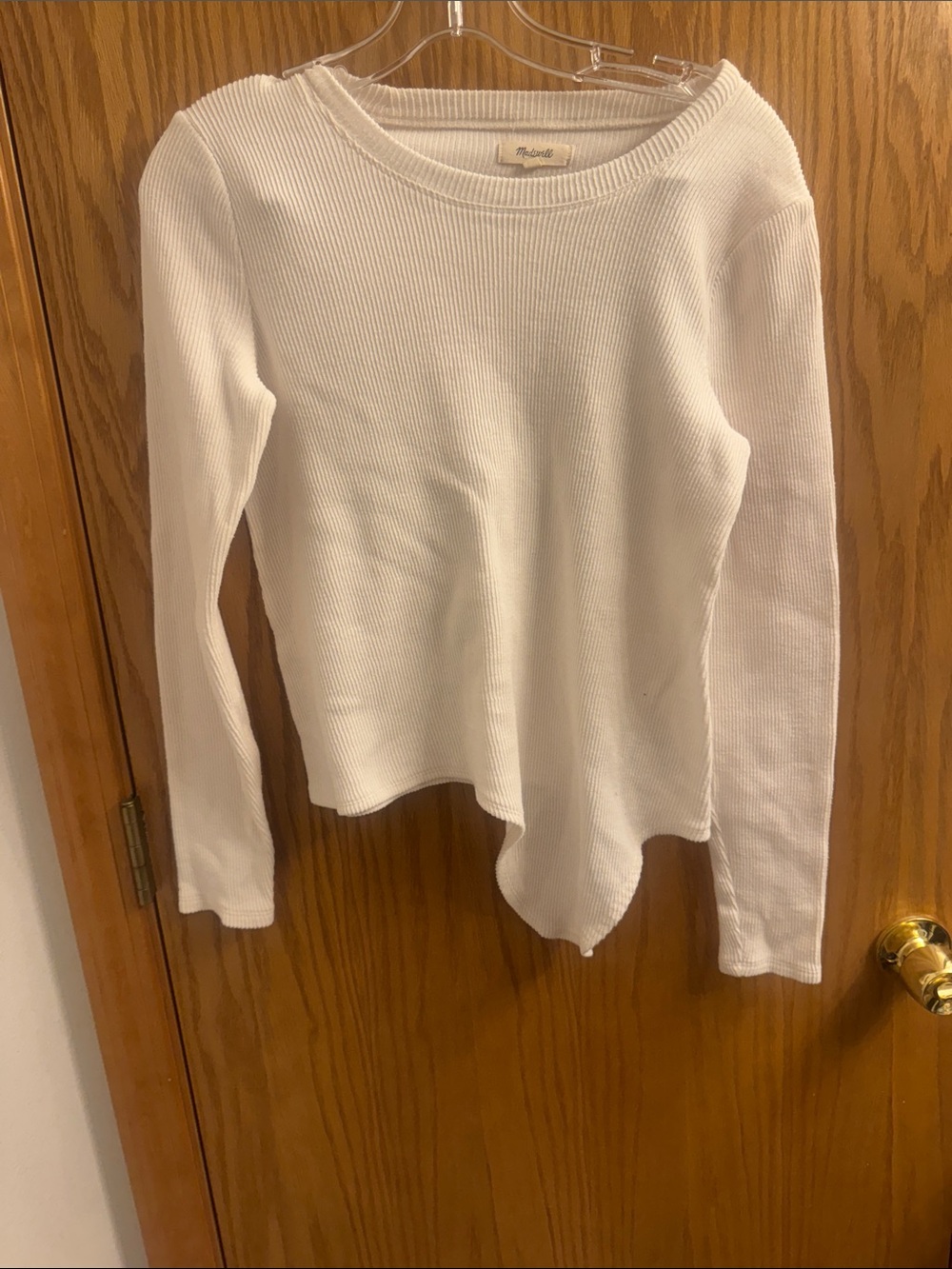 Madewell Cream Ribbed Long Sleeve Top